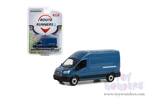 Greenlight - Route Runners Series 5 | Ford Transit LWB High Roof Van (2017, 1/64 scale diecast model car, Dark Blue) 53050A/48