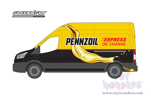 Greenlight - Route Runners Series 5 | Ford Transit LWB High Roof Van "Pennzoil Express Oil Change" (2019, 1/64 scale diecast model car, Yellow and Black) 53050C/48