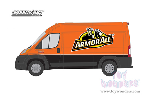 Greenlight - Route Runners Series 5 | Ram ProMaster 2500 Cargo High Roof Van "Armor All" (2020, 1/64 scale diecast model car, Orange and Black) 53050E/48
