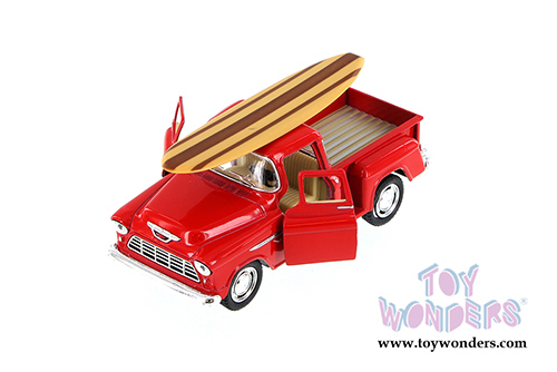 Kinsmart - Chevy Stepside Pickup with Surfboard (1955, 1/32 scale diecast model car, Asstd.) 5330DS1