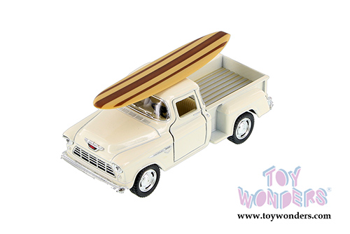 Kinsmart - Chevy Stepside Pickup with Surfboard (1955, 1/32 scale diecast model car, Asstd.) 5330DS1