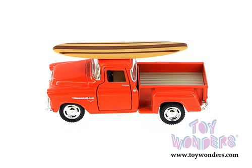 Kinsmart - Chevy Stepside Pickup with Surfboard (1955, 1/32 scale diecast model car, Asstd.) 5330DS1