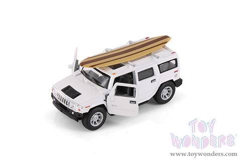 5337DS1 Kinsmart 2008 Hummer H2 SUV with Surfboard White Diecast Model Car