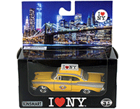 Show product details for Showcasts Collectibles - I Love New York Chevrolet® Bel Air Taxicab (1/40 scale diecast model car, Yellow) 5360W-ILNY