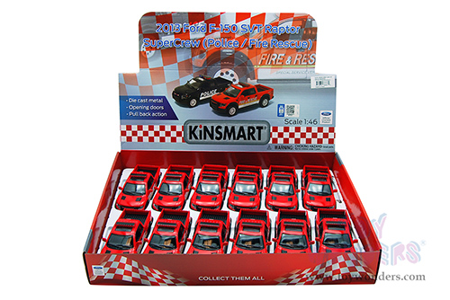 5365DPR/R Kinsmart 2013 Ford F-150 SVT Raptor SuperCrew Fire Rescue Pickup Diecast Model Car