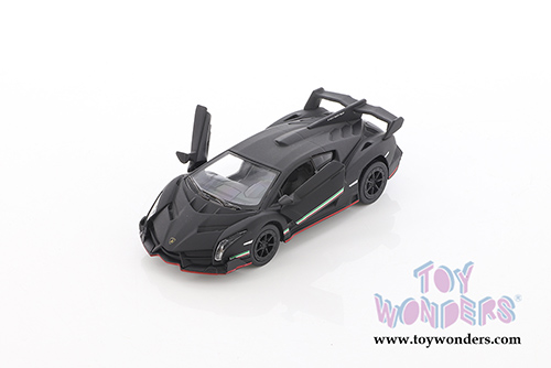 Kinsmart - Lamborghini Veneno Hardtop (1:36 scale die cast model car, Matte Black) 5370DBK