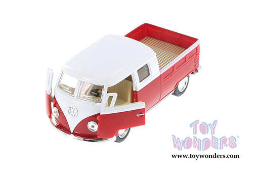 5387D Kinsmart Red 1963 Volkswagen Classical Bus Double Cab Pickup Diecast Model Car