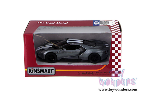 Kinsmart - Ford GT with Stripes Hard Top (2017, 1/38 scale diecast model car, Silver) 5391FWSV