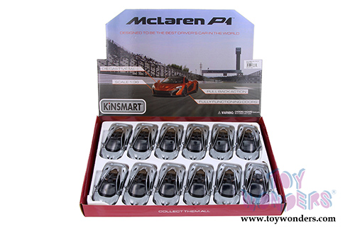 Kinsmart - McLaren P1 Hardtop (1/36 scale die cast model car, Gray) 5393DGY