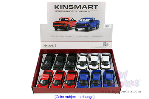 5436D Kinsmart 2022 Ford F-150 Raptor Pickup Truck Diecast Model Car Display Box Package