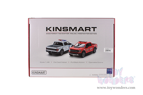 5436DPR Kinsmart 2022 Ford F-150 Raptor Pickup Truck Police Firefighter Diecast Model Car