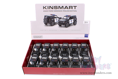 5438DP Kinsmart 2022 Ford Bronco Police Edition Diecast Model Car Display Box Package