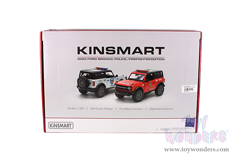 5438DPR Kinsmart 2022 Ford Bronco Police Firefighter Diecast Model Car
