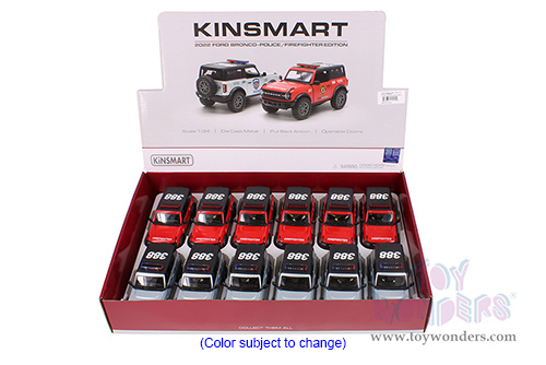 5438DPR Kinsmart 2022 Ford Bronco Police Firefighter Diecast Model Car Display Box Package