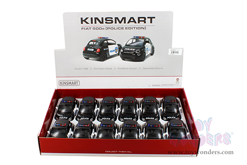 5440DP Kinsmart Fiat 500e Police Edition Diecast Model Car Display Box Package