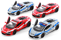 Kinsmart - Lamborghini Revuelto Police/Firefighter Edition (1/38 scale diecast model car, Asstd.) 5459DPR 