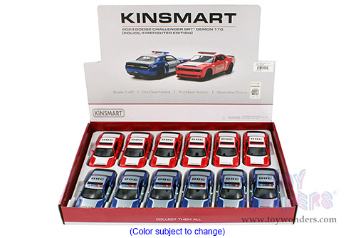 5461DPR Kinsmart 2023 Dodge Challenger SRT Demon 170 Police Firefighter Edition Diecast Model Car
