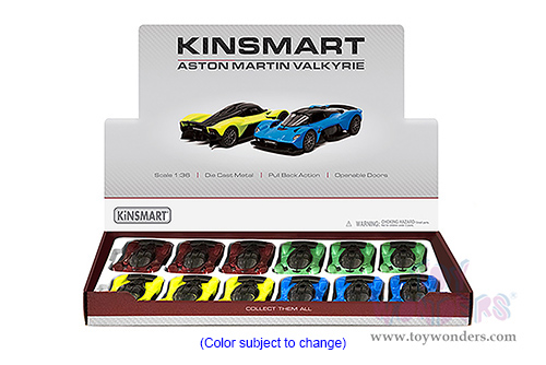 Kinsmart - Aston Martin Valkyrie Hardtop (1/36 scale die cast model car, Asstd.) 5470D