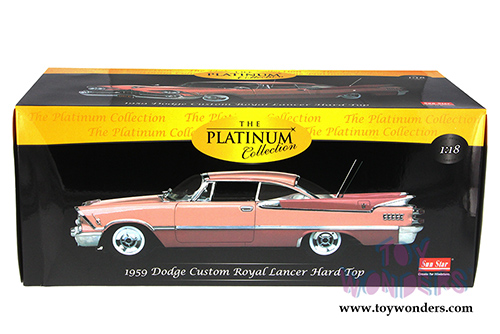 Sun Star Platinum - Dodge Custom Royal Lancer Hardtop (1959, 1/18 scale diecast model car, Rose Quartz/ Coral) 5481