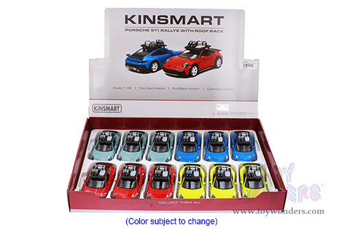 Kinsmart - Porsche 911 Rallye with Roof Rack (1/36 scale die cast model car, Asstd.) 5481D