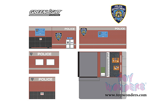 Greenlight Diorama - Mechanic's Corner | Hot Pursuit Central Command New York City Police Department (1/64 scale diecast/plastic model, Orange) 57042