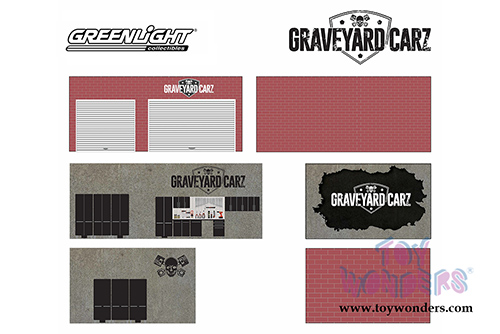 Greenlight Diorama - Mechanic's Corner Series 5 | Weekend Workshop Graveyard Carz (1/64 scale diecast/plastic model, Red) 57051