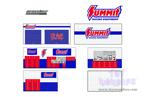 Greenlight Diorama - Mechanic's Corner Series 8 | Weekend Workshop Summit Racing Equipment (1/64 scale diecast/plastic model, White/Blue) 57082