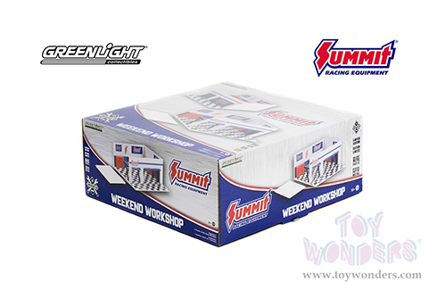 Greenlight Diorama - Mechanic's Corner Series 8 | Weekend Workshop Summit Racing Equipment (1/64 scale diecast/plastic model, White/Blue) 57082