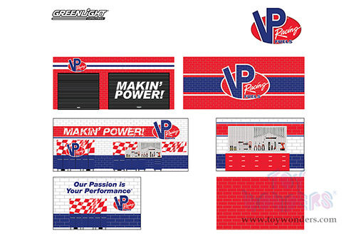 Greenlight Diorama - Mechanic's Corner Series 10 | Weekend Workshop VP Racing Fuels Garage (1/64 scale diecast/plastic model, Orange) 57103