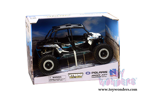 New Ray - Polaris RZR XP 4 Turbo EPS Rock Crawler (1/18 scale diecast model car, Blue/White/Black) 57976A