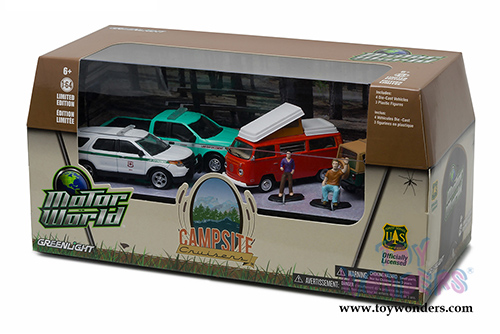 Greenlight - Motor World Diorama Campsite Cruisers United States Forest Service 7 pcs Set (1/64 scale diecast model car, Asstd.) 58031