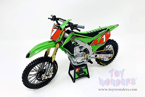 New Ray - Kawasaki KX450F Dirt Bike - Eli Tomac (2019, 1/12 scale diecast model bike, Green) 58113