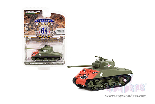 Greenlight - Battalion 64 Series 1 | M4 Sherman Tank "Rice's Red Devils" U.S. Army (Korean War) (1952, 1/64 scale diecast model car, Green with Graphics) 61010B/48