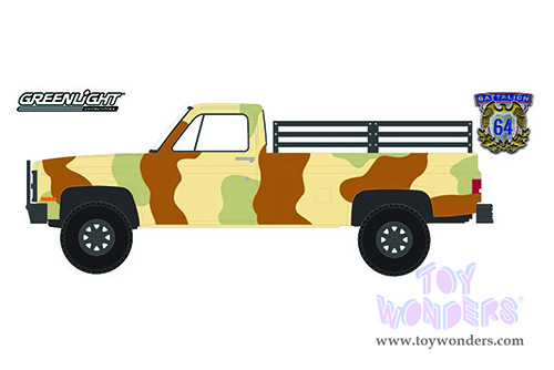 Greenlight - Battalion 64 Series 1 | Chevrolet&reg; M1008 CUCV Pickup Truck with Troop Seats (1987, 1/64 scale diecast model car, Camouflage Green) 61010F/48