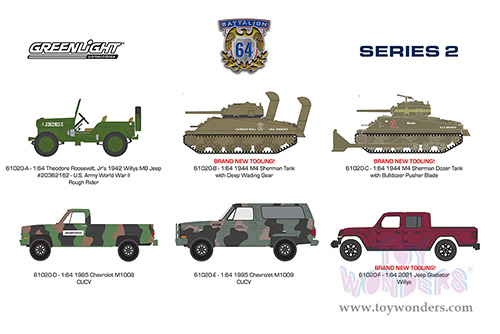 Greenlight - Battalion 64 Series 2 (1/64 scale diecast model car, Asstd.) 61020/48