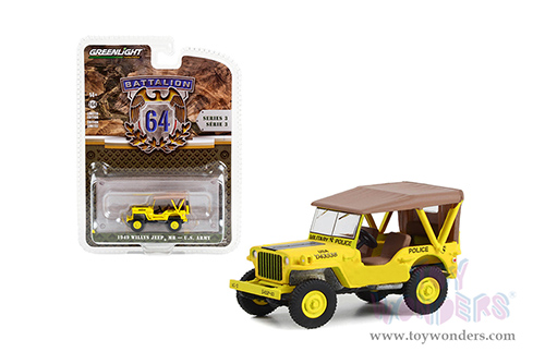 Greenlight - Battalion 64 Series 3 | Willys Jeep&reg; MB "545th Military Police Company Camp Drake, Japan Training Camp" (1949, 1/64 scale diecast model car, Yellow) 61030C/48