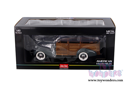 Sun Star USA - Chevrolet&reg; Woody Surf Wagon (1939, 1/18 scale diecast model car, Grandville Gray) 6177