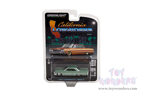 Greenlight - California Lowriders Series 1 | Chevrolet&reg; Impala&trade; Lowrider (1963, 1/64 scale diecast model car, Custom Light Green) 63010B/48