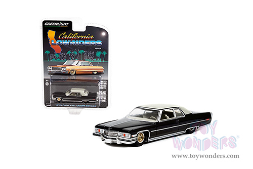Greenlight - California Lowriders Series 1 | Cadillac&reg; Coupe deVille (1973, 1/64 scale diecast model car, Black/Cream) 63010E/48