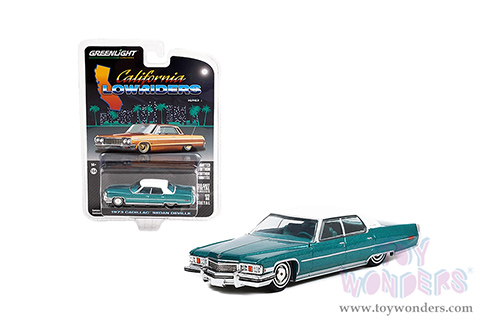 Greenlight - California Lowriders Series 1 | Cadillac&reg; Sedan deVille (1973, 1/64 scale diecast model car, Teal with White Roof) 63010F/48