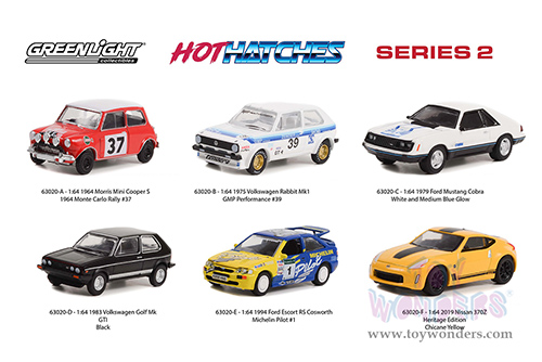 Greenlight - Hot Hatches Series 2  (1/64 scale diecast model car, Asstd.) 63020/48