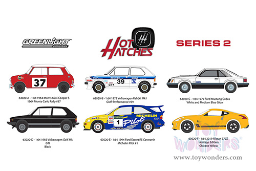 Greenlight - Hot Hatches Series 2  (1/64 scale diecast model car, Asstd.) 63020/48