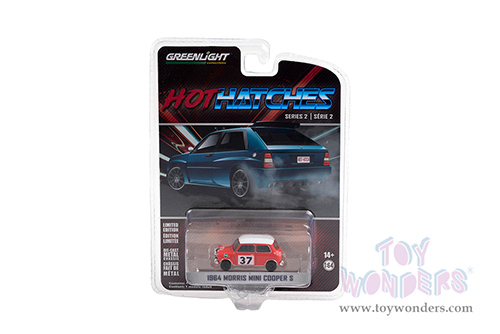 Greenlight - Hot Hatches Series 2 | Morris Mini Cooper S - 1964 Monte Carlo Rally #37 (1964, 1/64 scale diecast model car, Red) 63020A/48