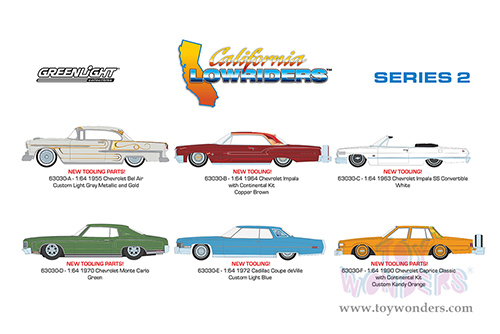 Greenlight - California Lowriders Series 2 (1/64 scale diecast model car, Asstd.) 63030/48