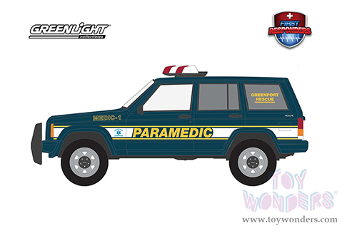 Greenlight - First Responders Series 1 | Jeep&reg; Cherokee "Greenport Rescue Squad Paramedic, Greenport, New York" (1998, 1/64 scale diecast model car, Blue) 67040B/48