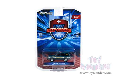 Greenlight - First Responders Series 1 | Jeep&reg; Cherokee "Greenport Rescue Squad Paramedic, Greenport, New York" (1998, 1/64 scale diecast model car, Blue) 67040B/48