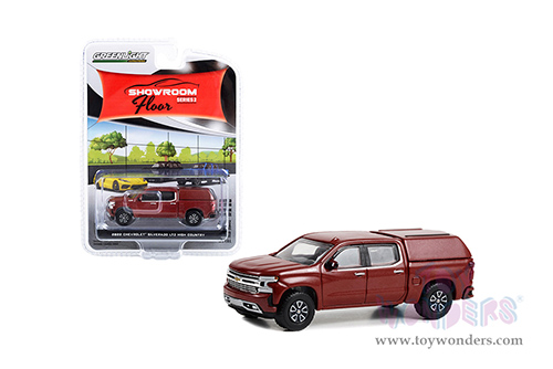 Greenlight - Showroom Floor Series 2 | Chevrolet&reg; Silverado LTD High Country with Camper Shell (2022, 1/64 scale diecast model car, Cherry Red Metallic) 68020C/48
