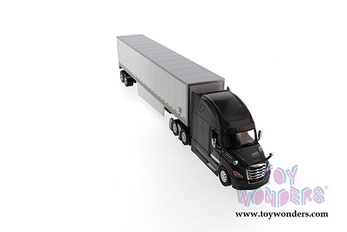 Diecast Masters - Freightliner New Cascadia SBFA Sleeper Cab Truck Tractor with 53' Dry Cargo Van (1/50 scale diecast model car, Black/White) 71047