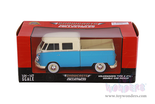 Showcasts® Collectibles - Volkswagen Type 2 (T1) Double Cab Pickup (1/24 scale diecast model car, Blue/Cream) 71343BU MAP: $22.99