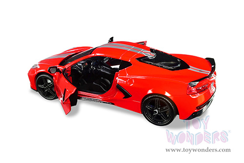 Showcasts®  Collectibles - Chevrolet® Corvette® C8 Stingray Hardtop (2020, 1/24 scale diecast model car, Torch Red/Silver stripes) 71360R MAP: $22.99